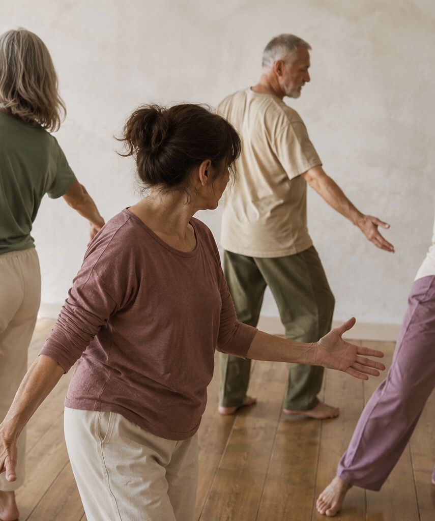 Un curso trimestral de movimiento consciente para personas a partir de los 55 años que desean mantenerse fuertes, ágiles y activas.